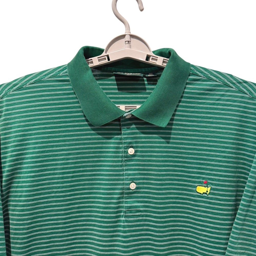 Amen Corner Green Striped Pima Cotton Preppy Masters Golf Polo Shirt Mens XL